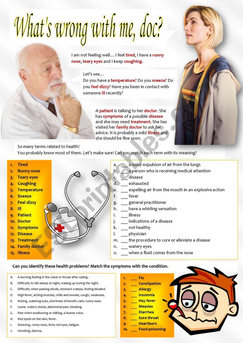 HEALTH PROBLEMS worksheet