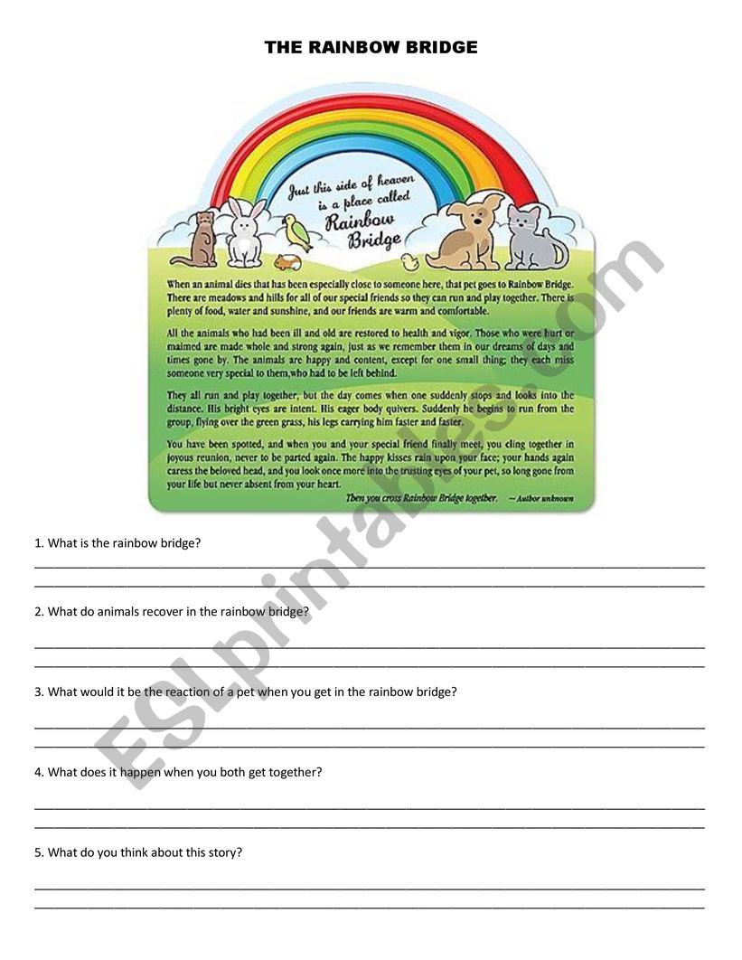 THE RAINBOW BRIDGE worksheet