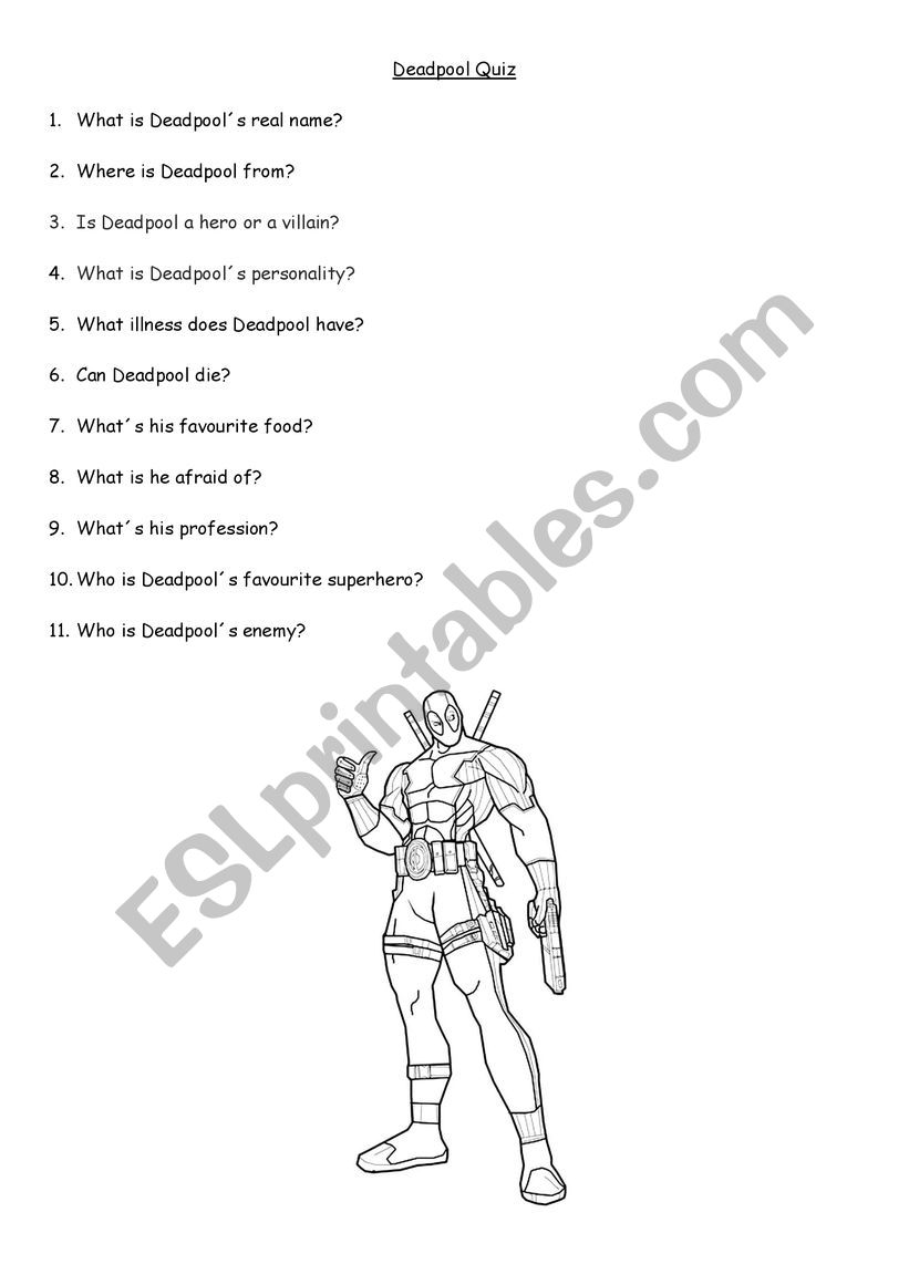 Deadpool quiz worksheet