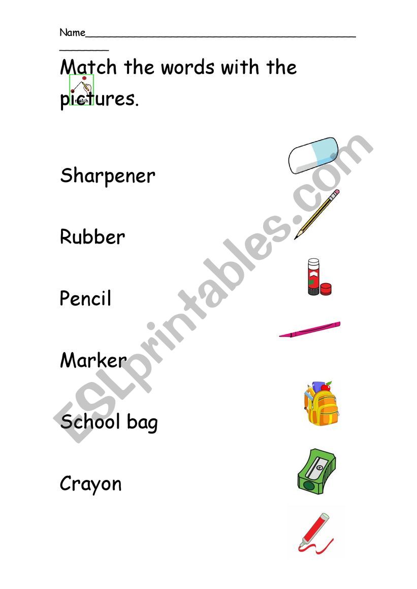 School Objects Match the words and pictures