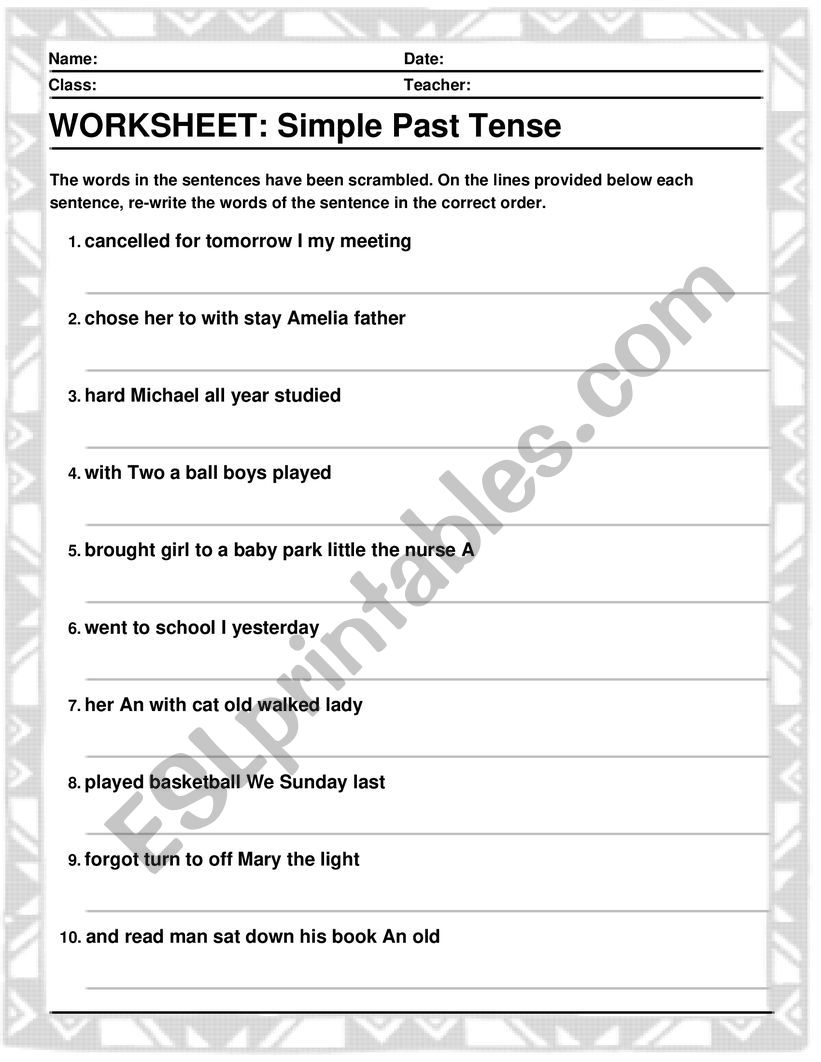 Simple Past Tense worksheet