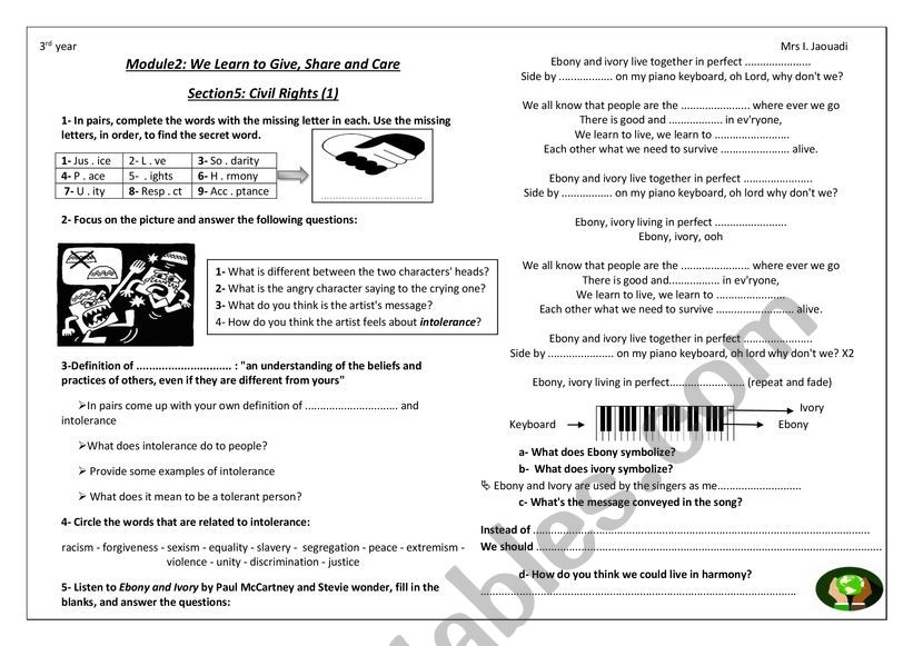 M2 S5 part 1  3rd form worksheet