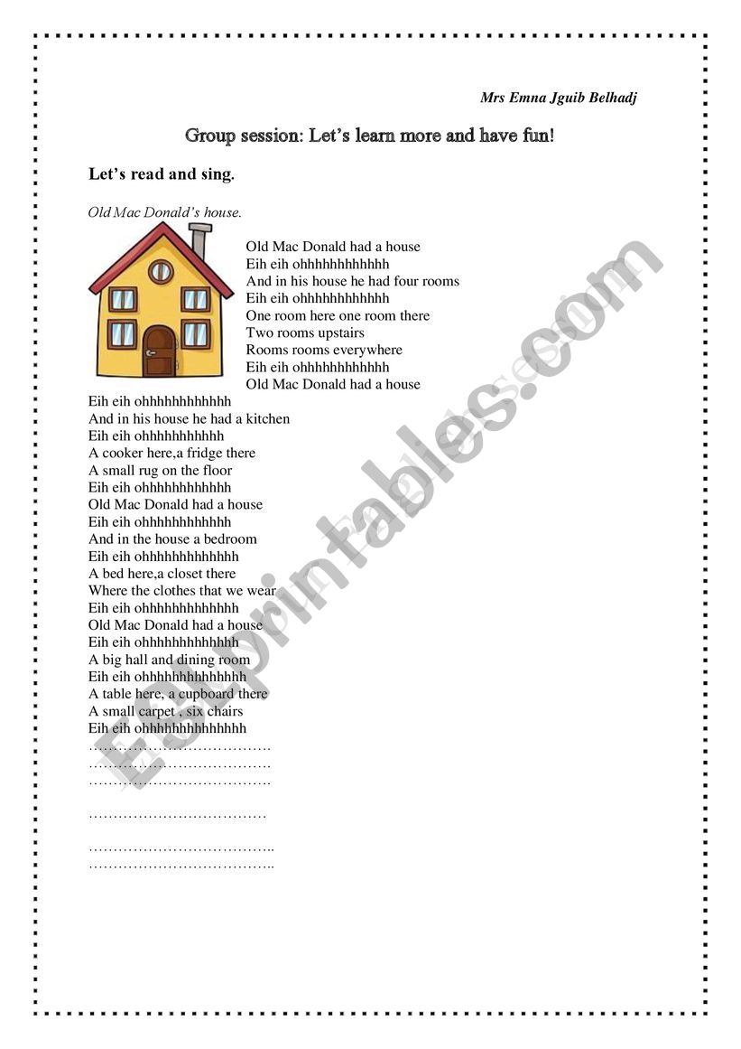 alyshouse worksheet