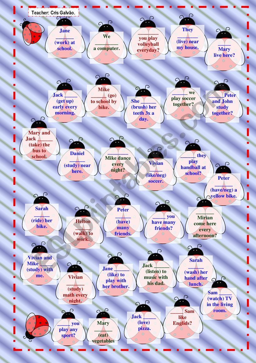 PRESENT SIMPLE BOARD GAME - AFF, NEG, AND QUESTION FORMS