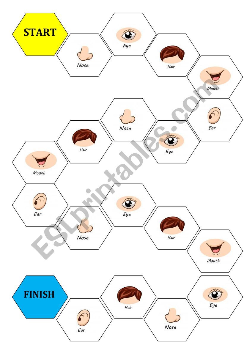 Board game Face Parts worksheet