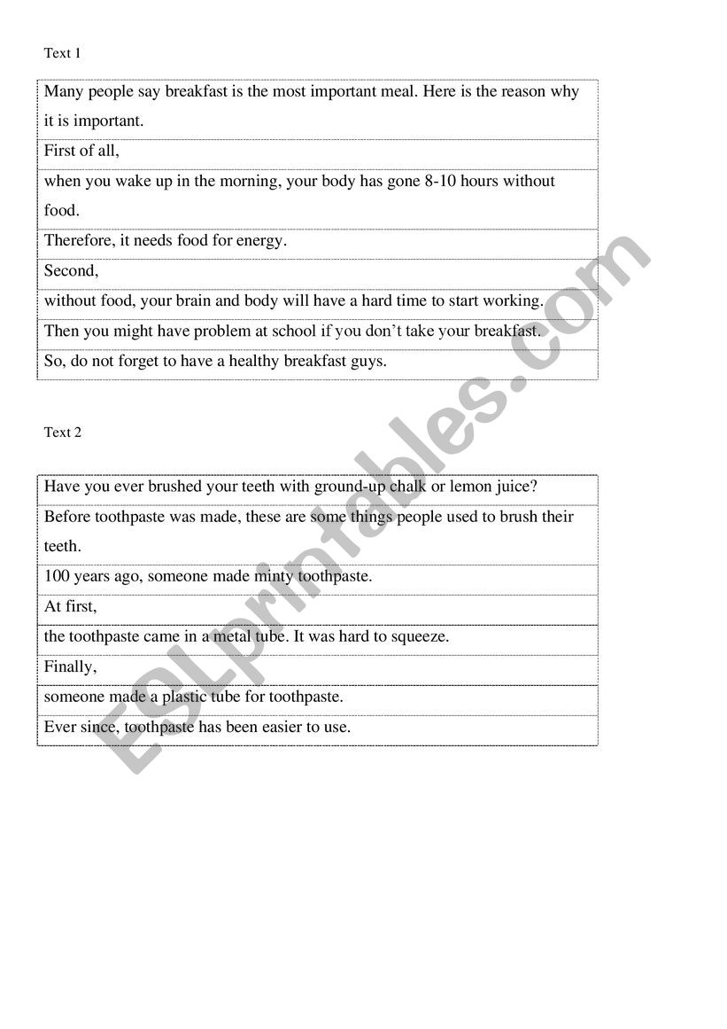 Paragraph Puzzles worksheet