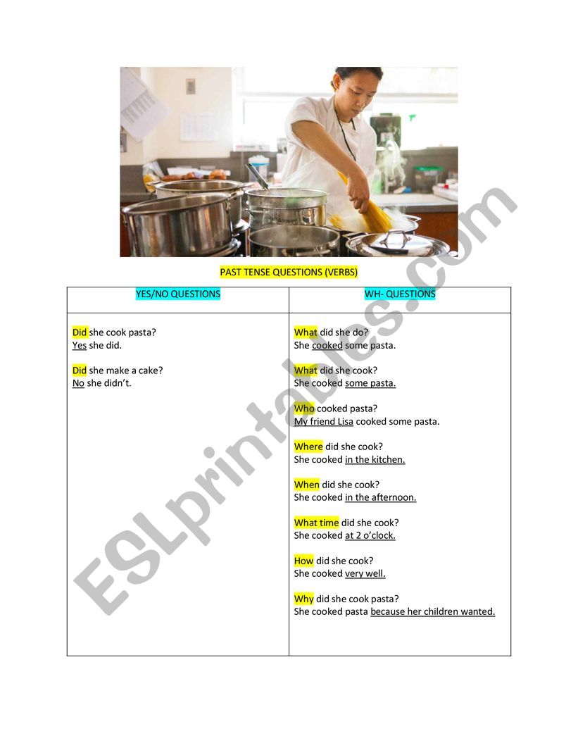 Past Tense Making Questions  worksheet