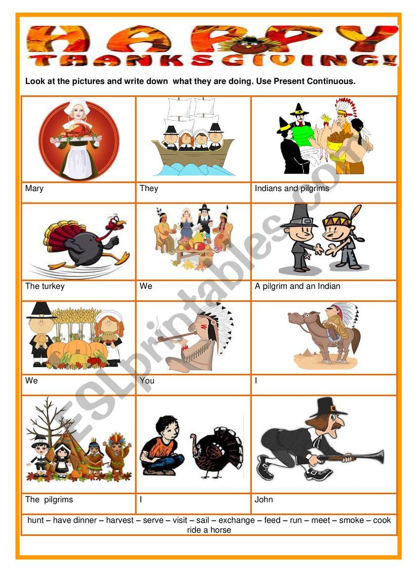 Happy Thanksgiving worksheet