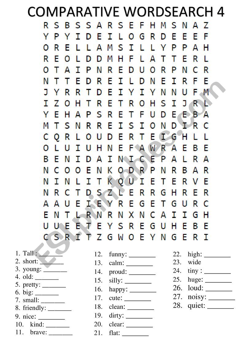 COMPARATIVE ADJECTIVES WORDSEARCH 4