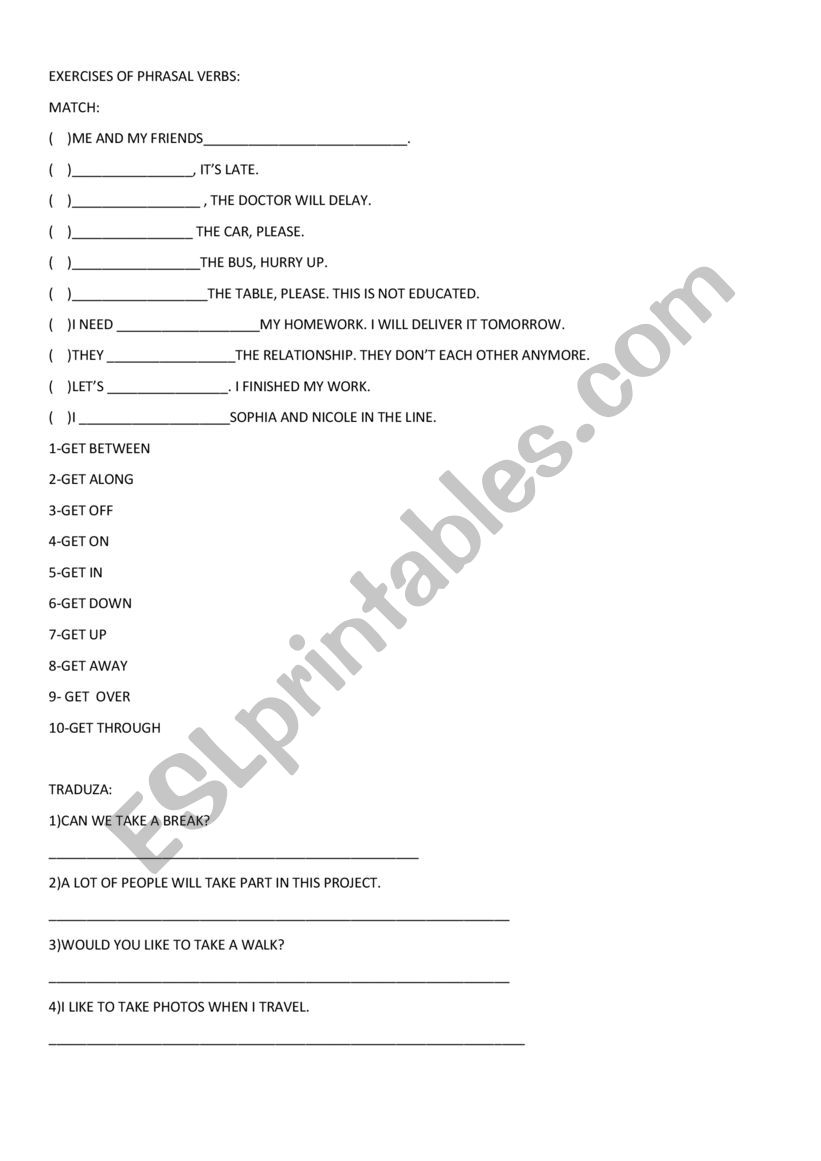 phrasal verbs worksheet