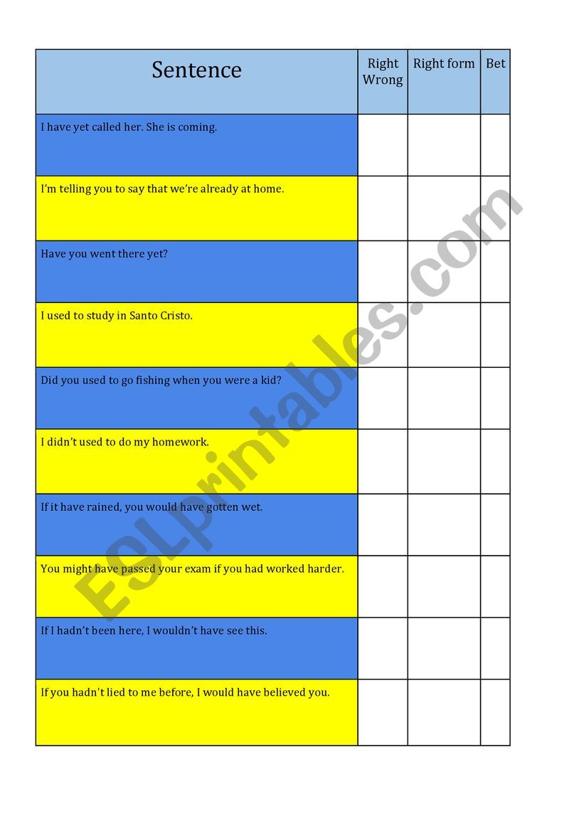 Grammar Casino worksheet