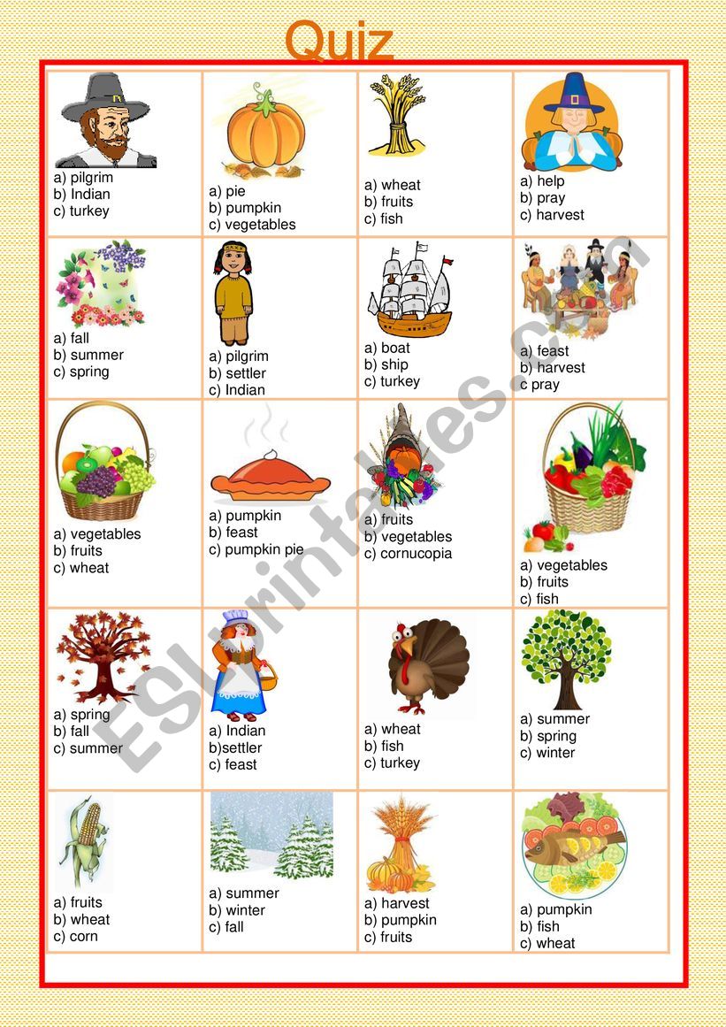 Thanksgiving - Quiz worksheet