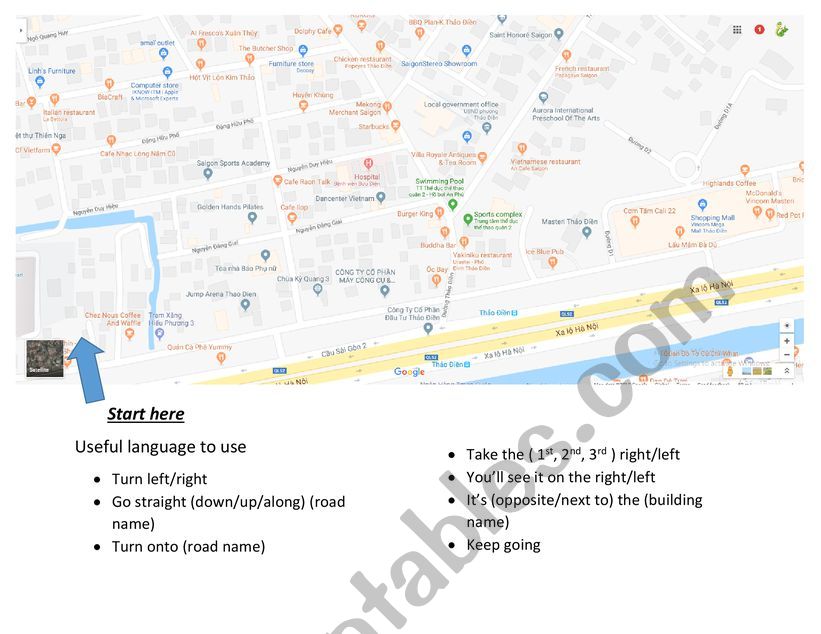 Giving directions with map  worksheet