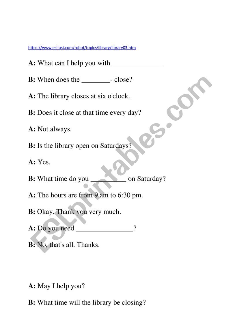 library, scene worksheet