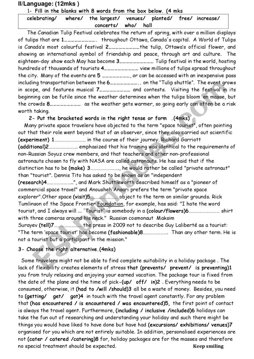 Bac mid term test 1 Language worksheet