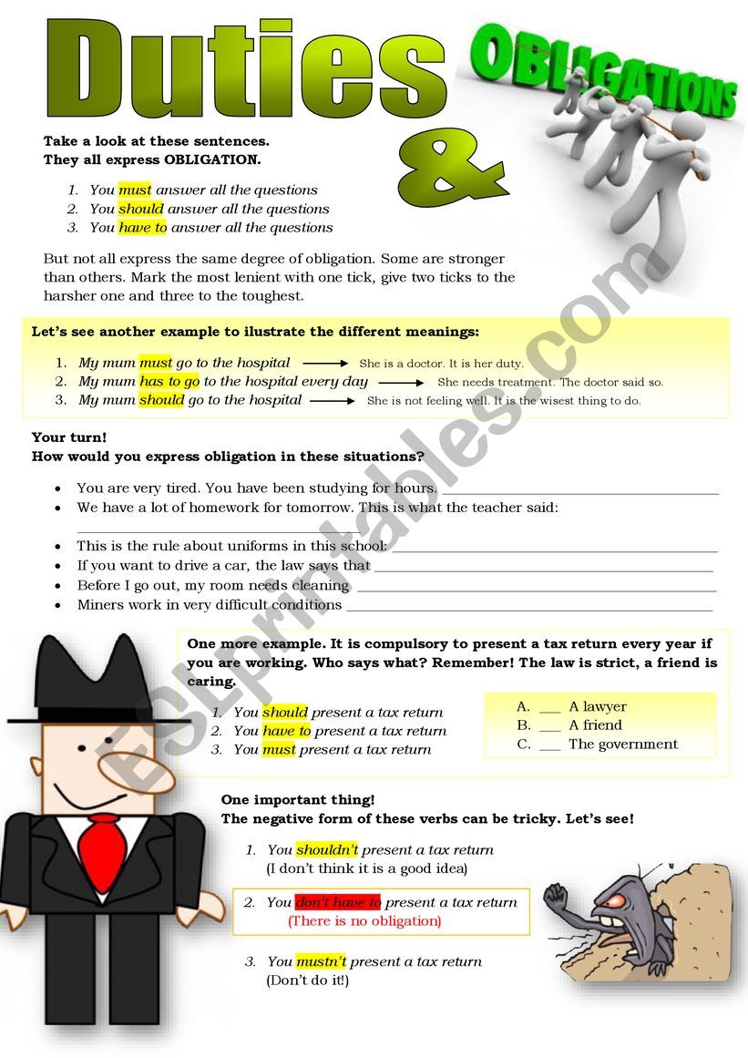 DUTIES & OBLIGATIONS (modal verbs)