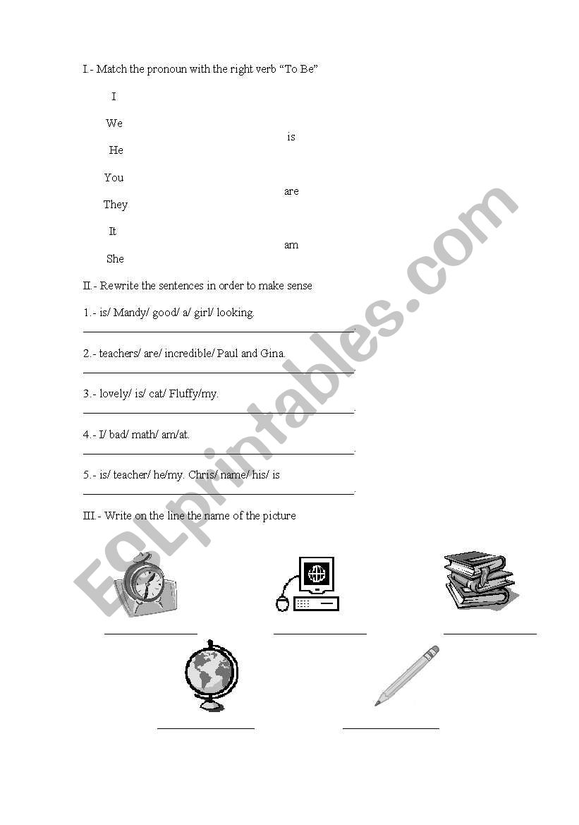 verbto be worksheet