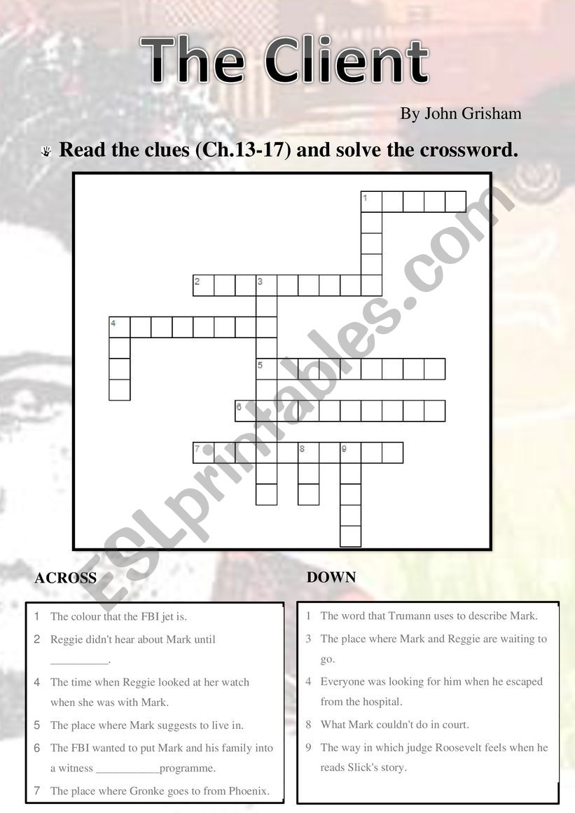 The Client (Ch. 13-17). CROSSWORD 