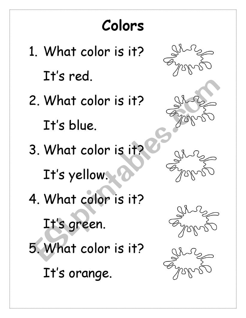 colours worksheet