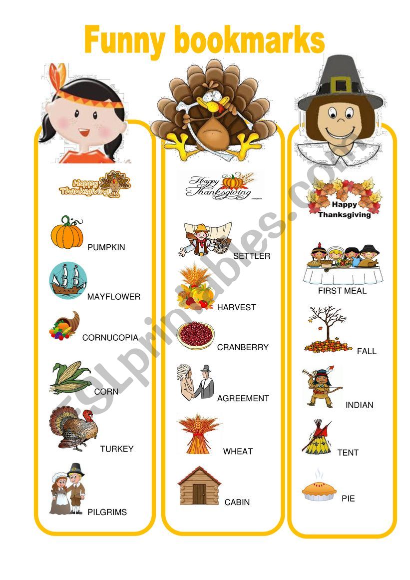 Funny bookmarks - Thanksgiving
