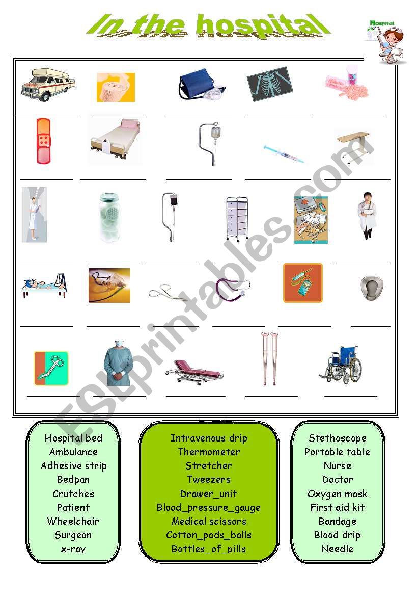 In the hospital worksheet