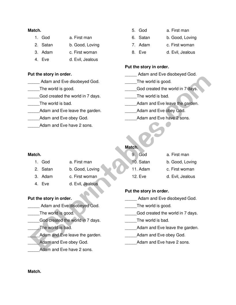 Creation Quiz worksheet