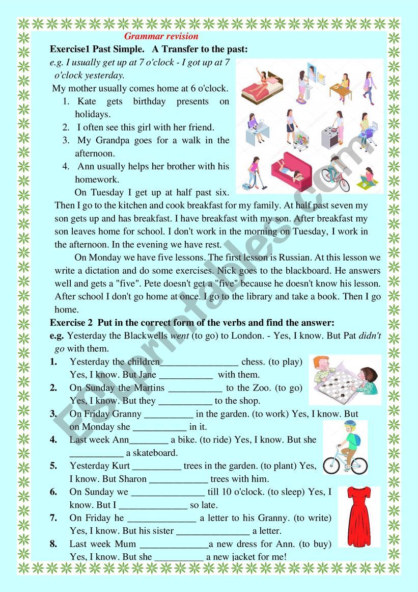 Past simple worksheet