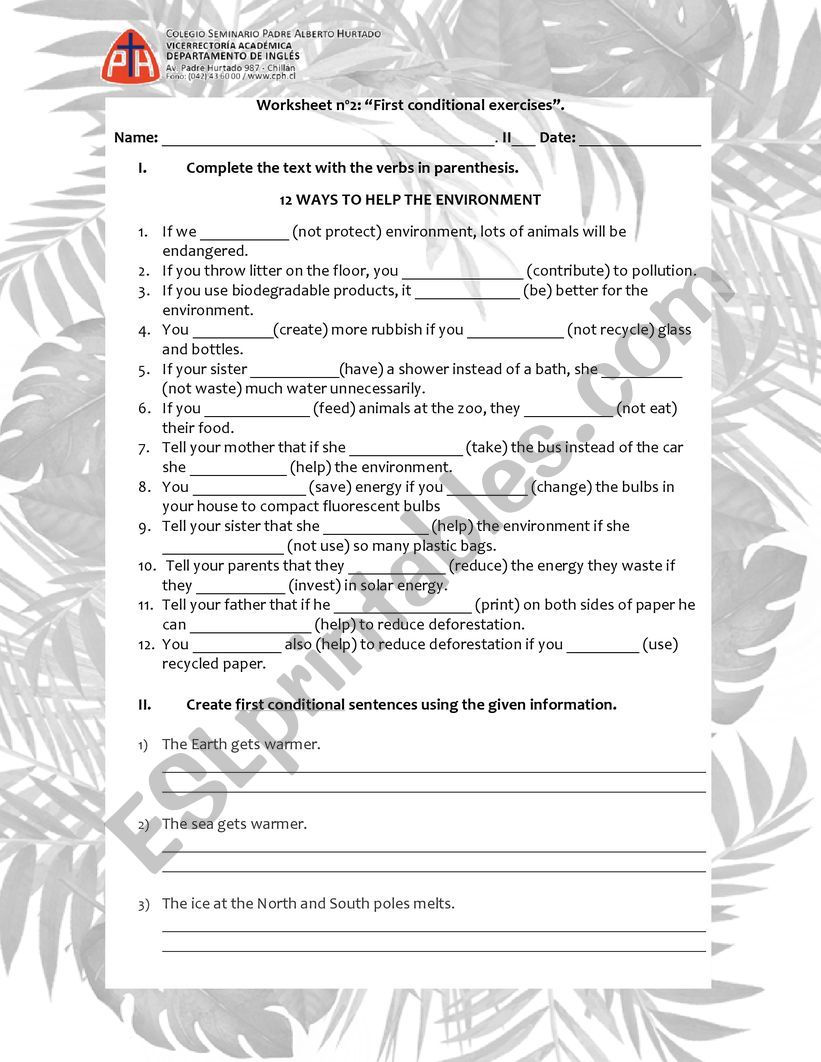 first conditional excercise worksheet