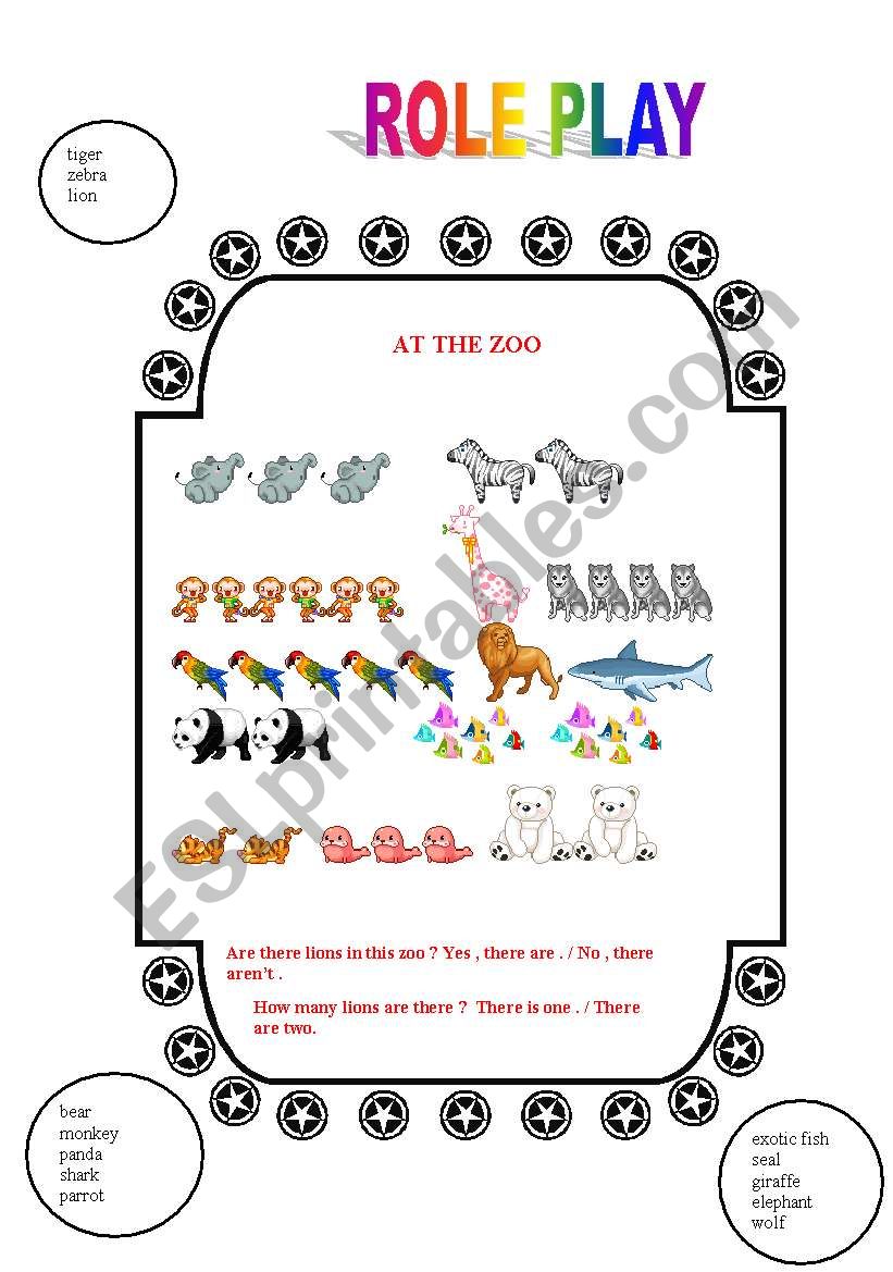 AT ?THE ZOO ROLE PLAY worksheet