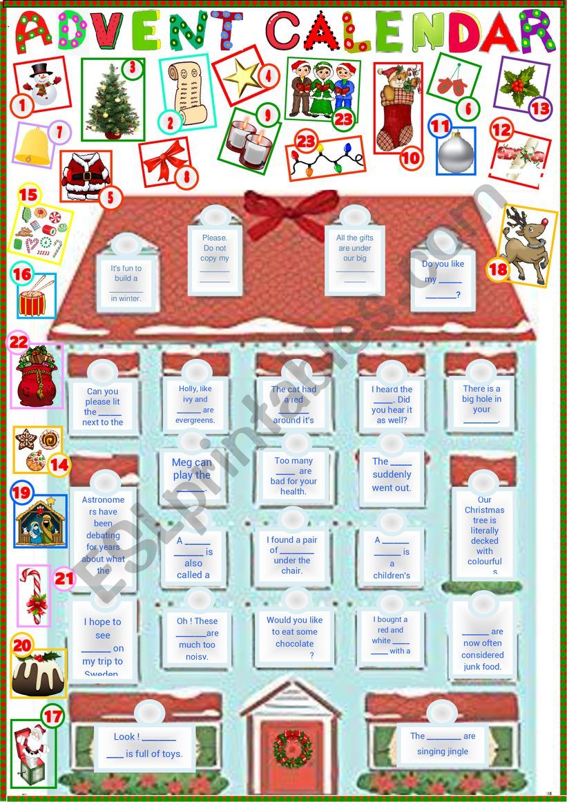 Advent Calendar 2 + key worksheet