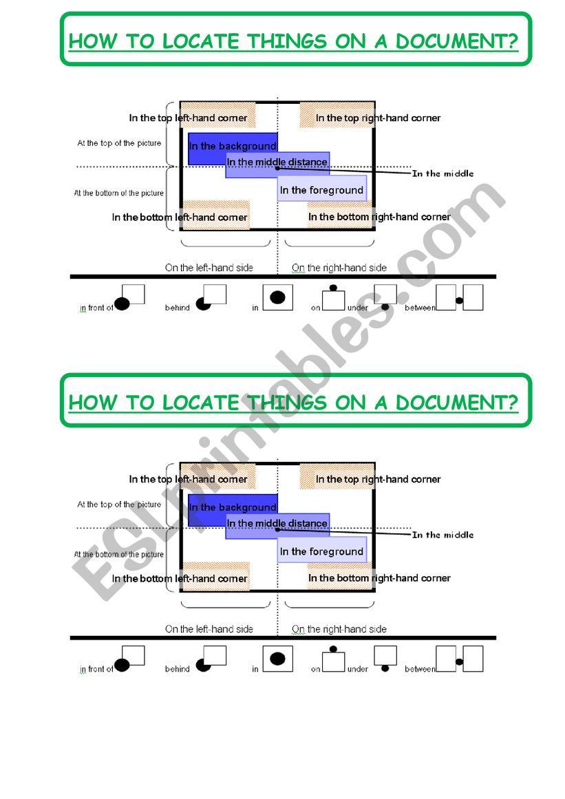 locate on a document worksheet