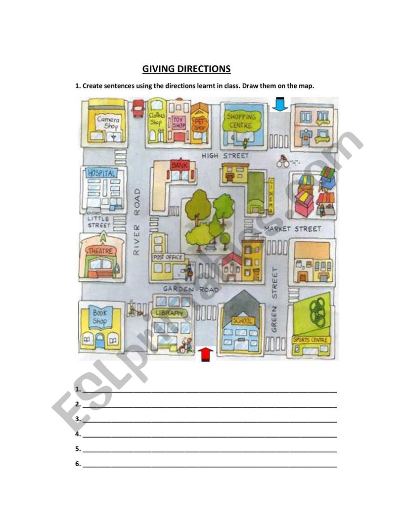 Giving directions practice worksheet