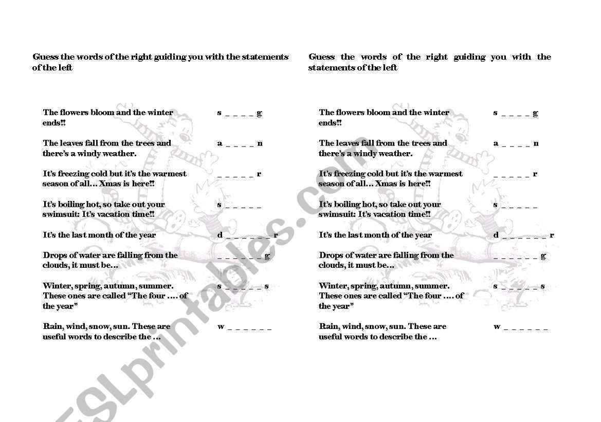 Worksheet - Guess the Words (weather)