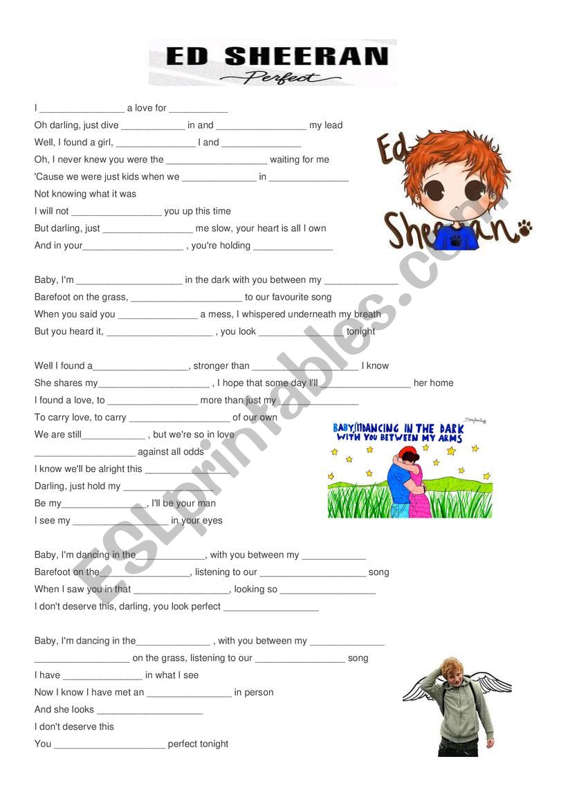 Perfect - Ed Sheeran worksheet