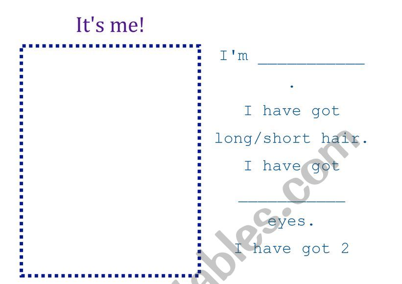 Its me! worksheet