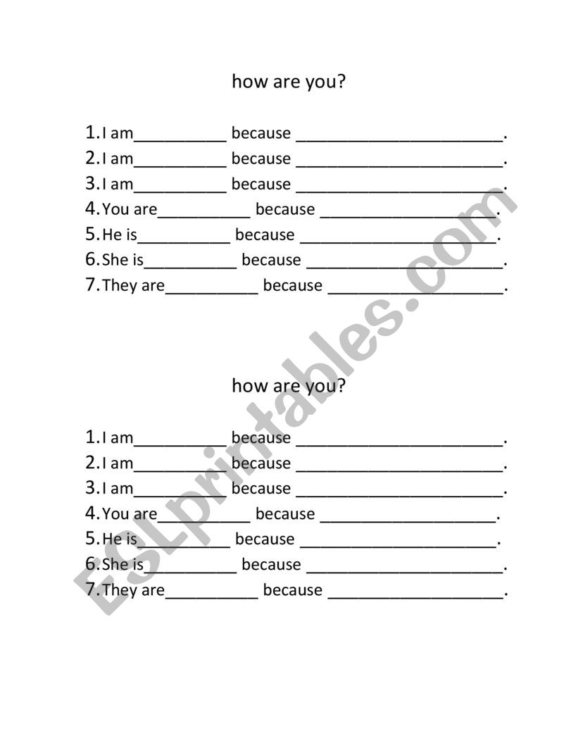 How are you feeling? worksheet