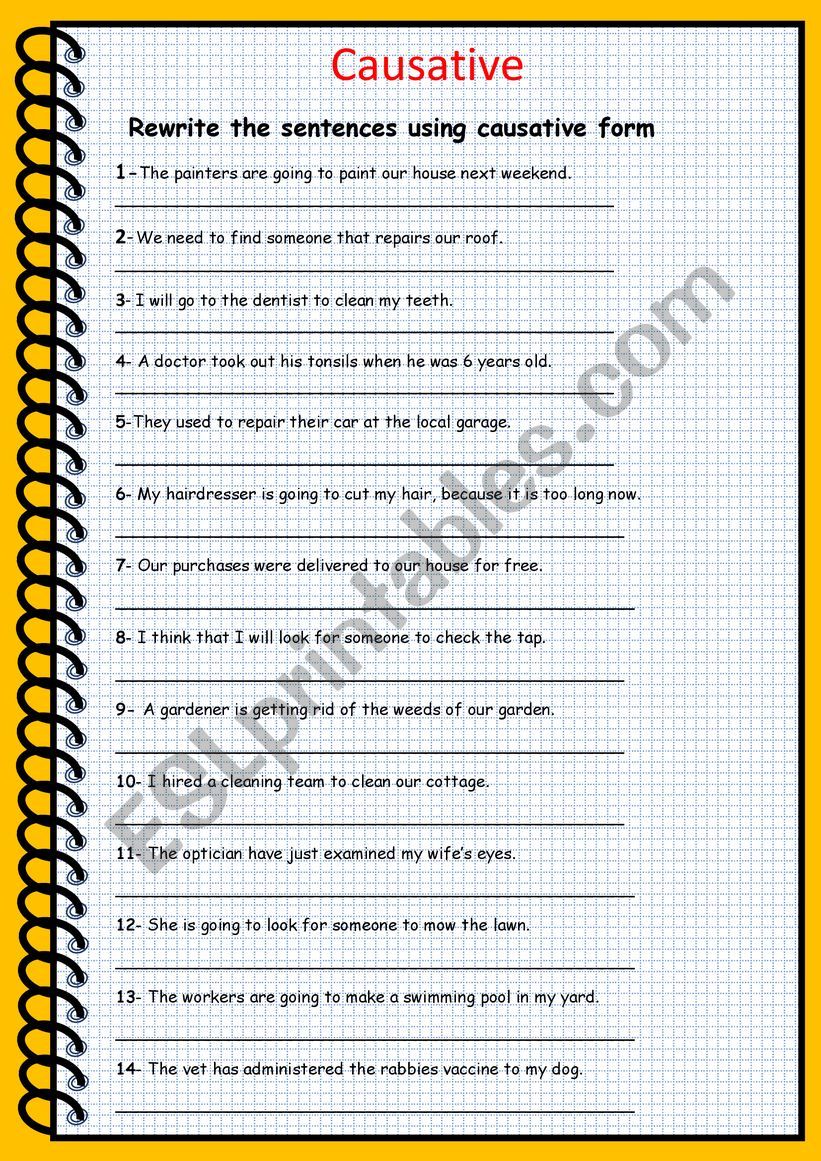 Causative worksheet