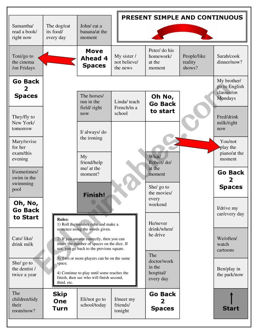 Present simple and continuous worksheet