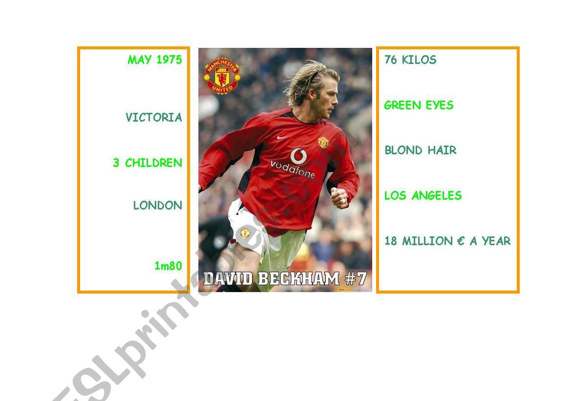 DAVID BECKHAM worksheet