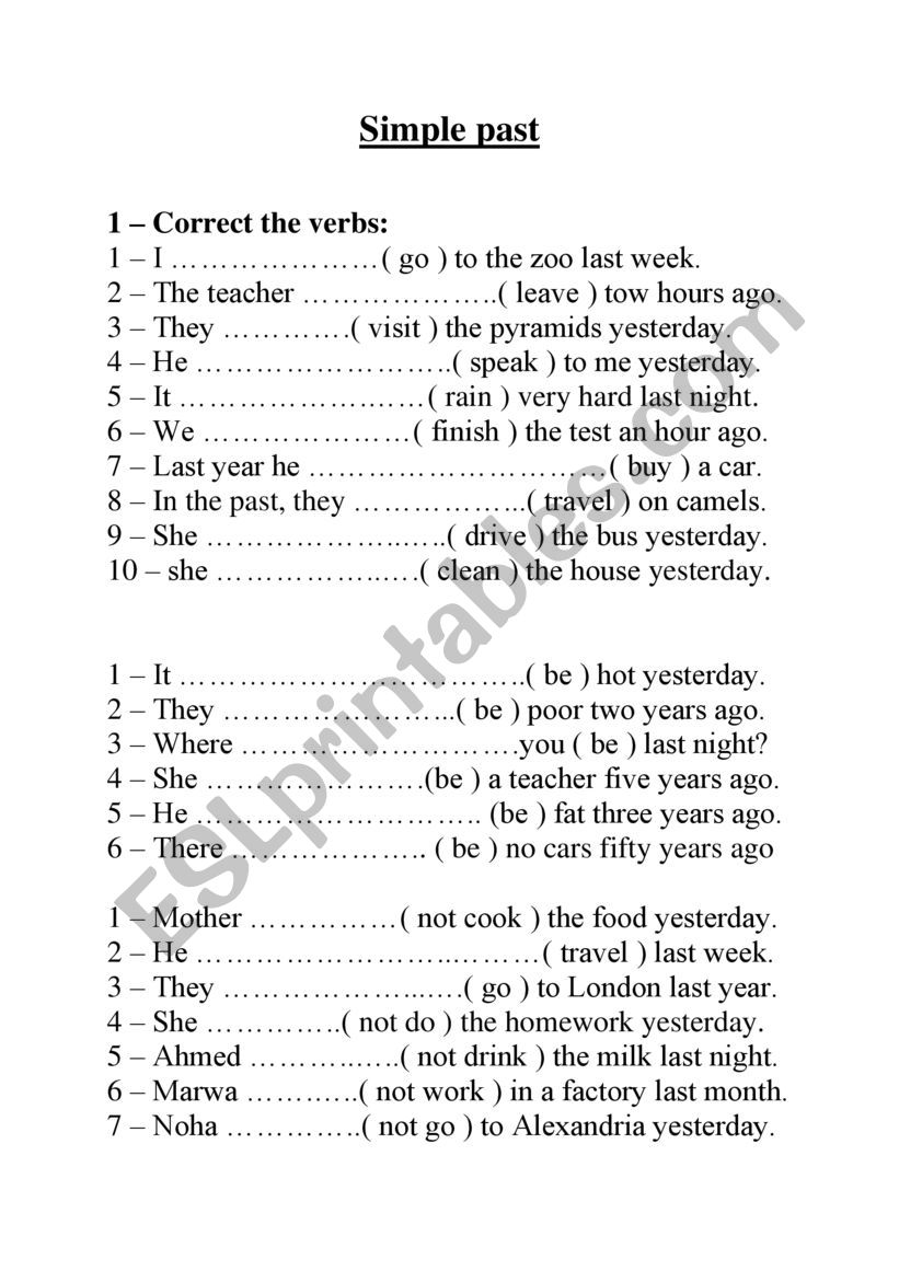 let´s practise the simple past - ESL worksheet by mouna50