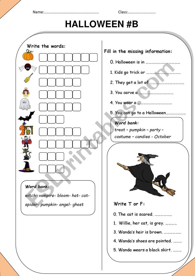 Halloween worksheet