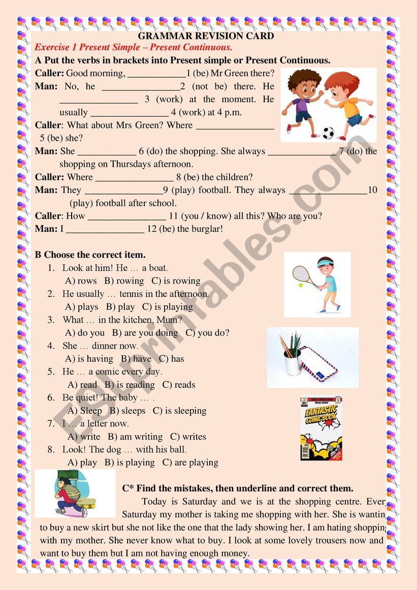 grammar revision present simple-present continuous