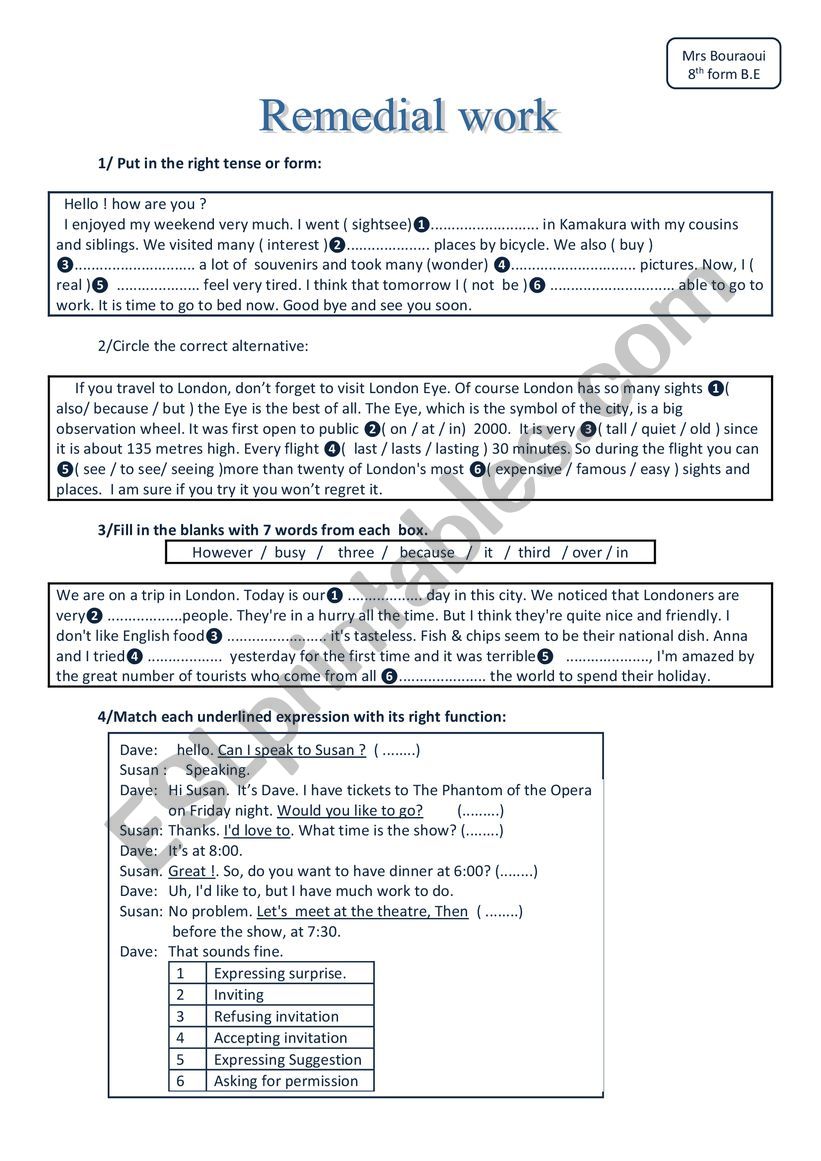 remedial work1 worksheet