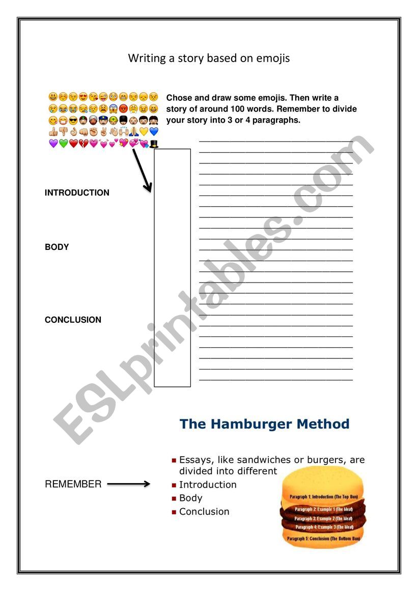 Write a story using emojis worksheet