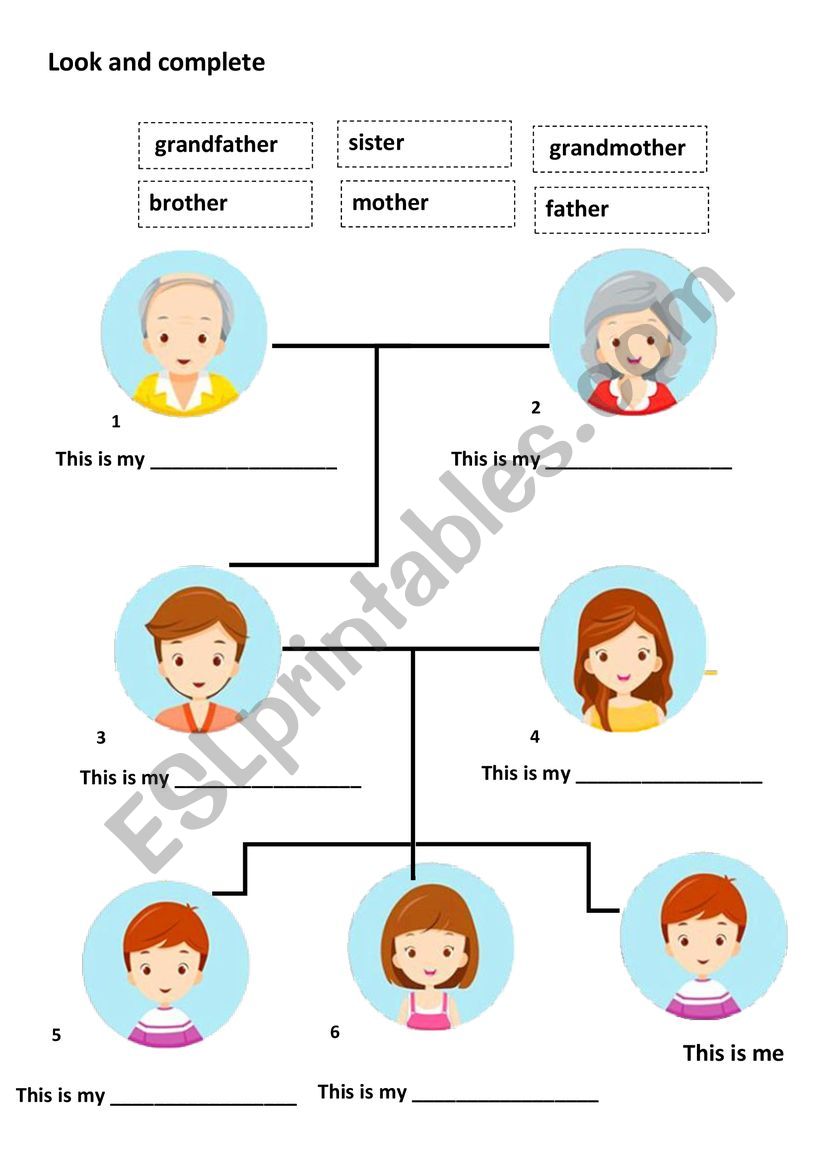 Family members vocabulary worksheet