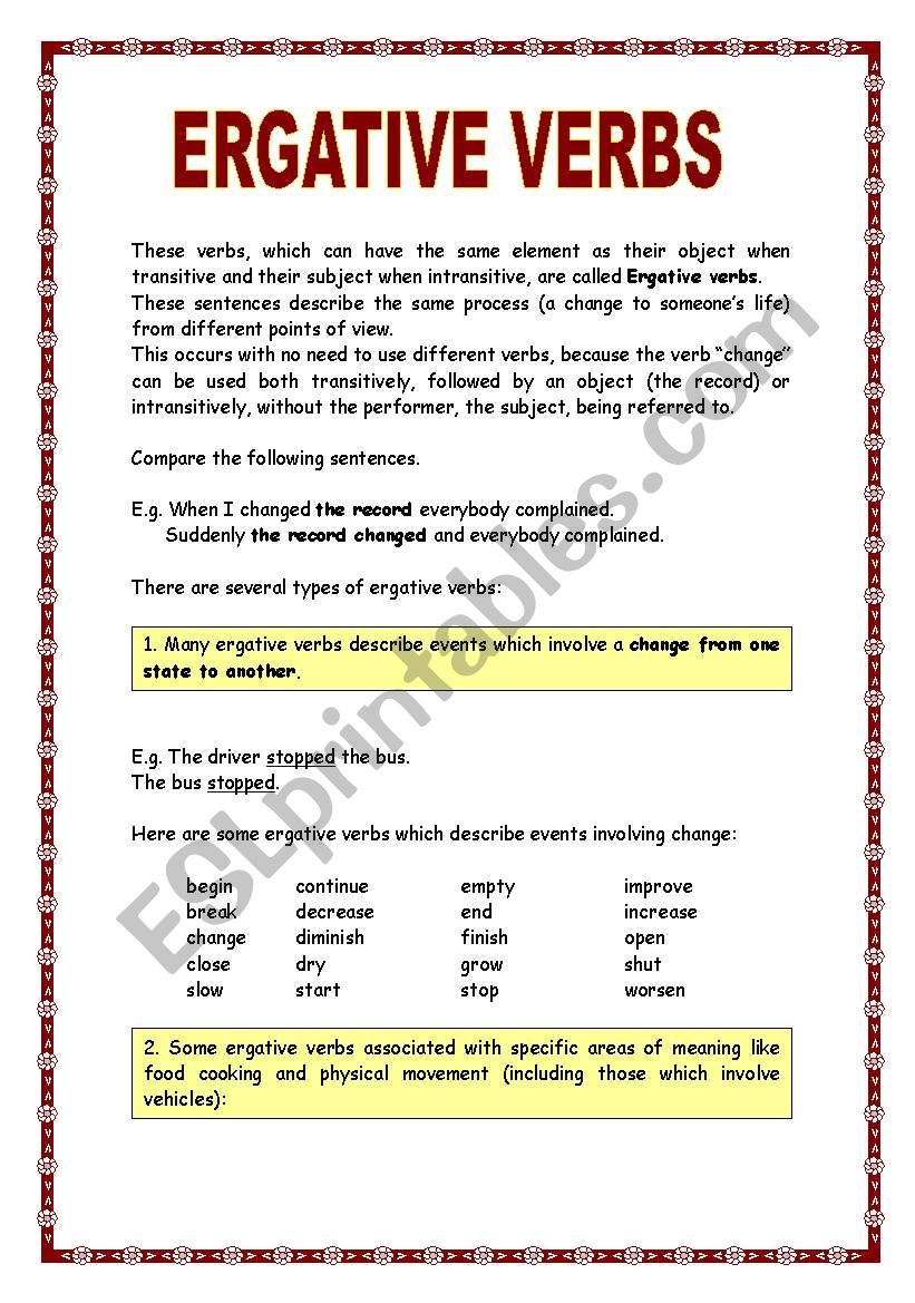 Ergative Verbs (23.08.08) worksheet