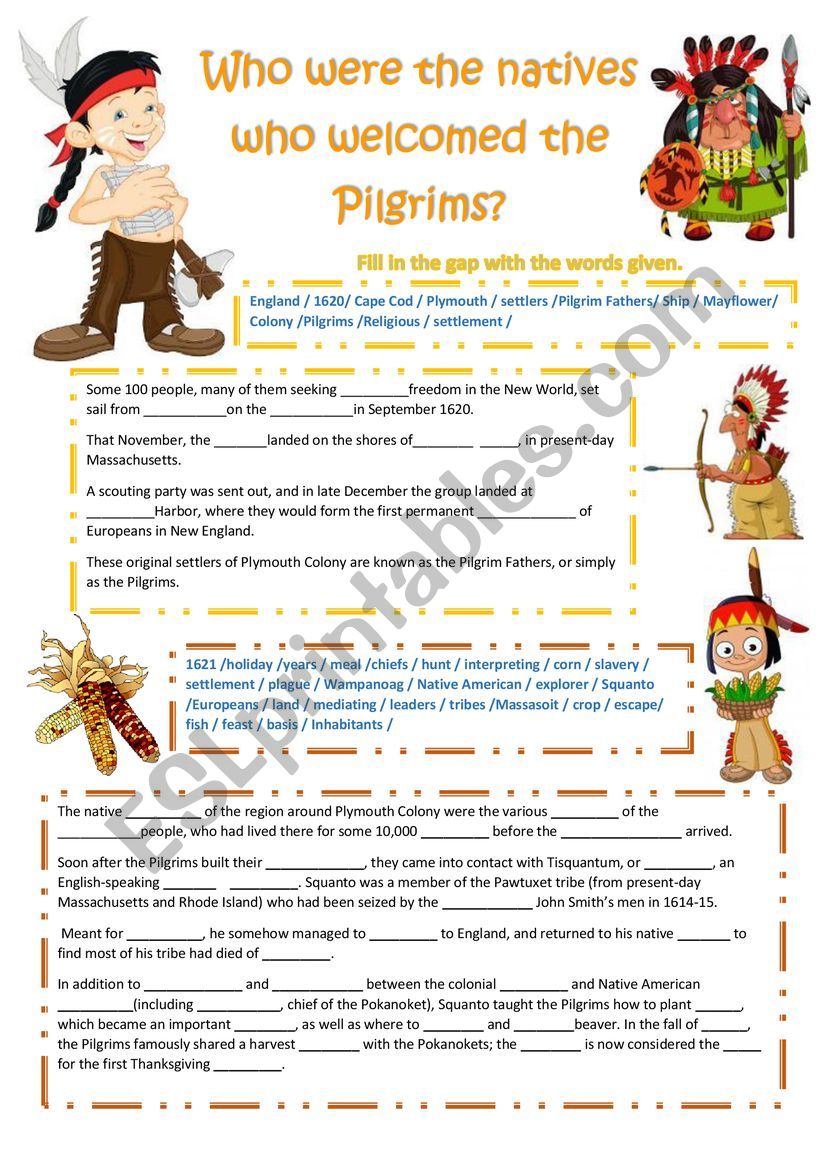 Who were the natives who welcomed the Pilgrims + keys