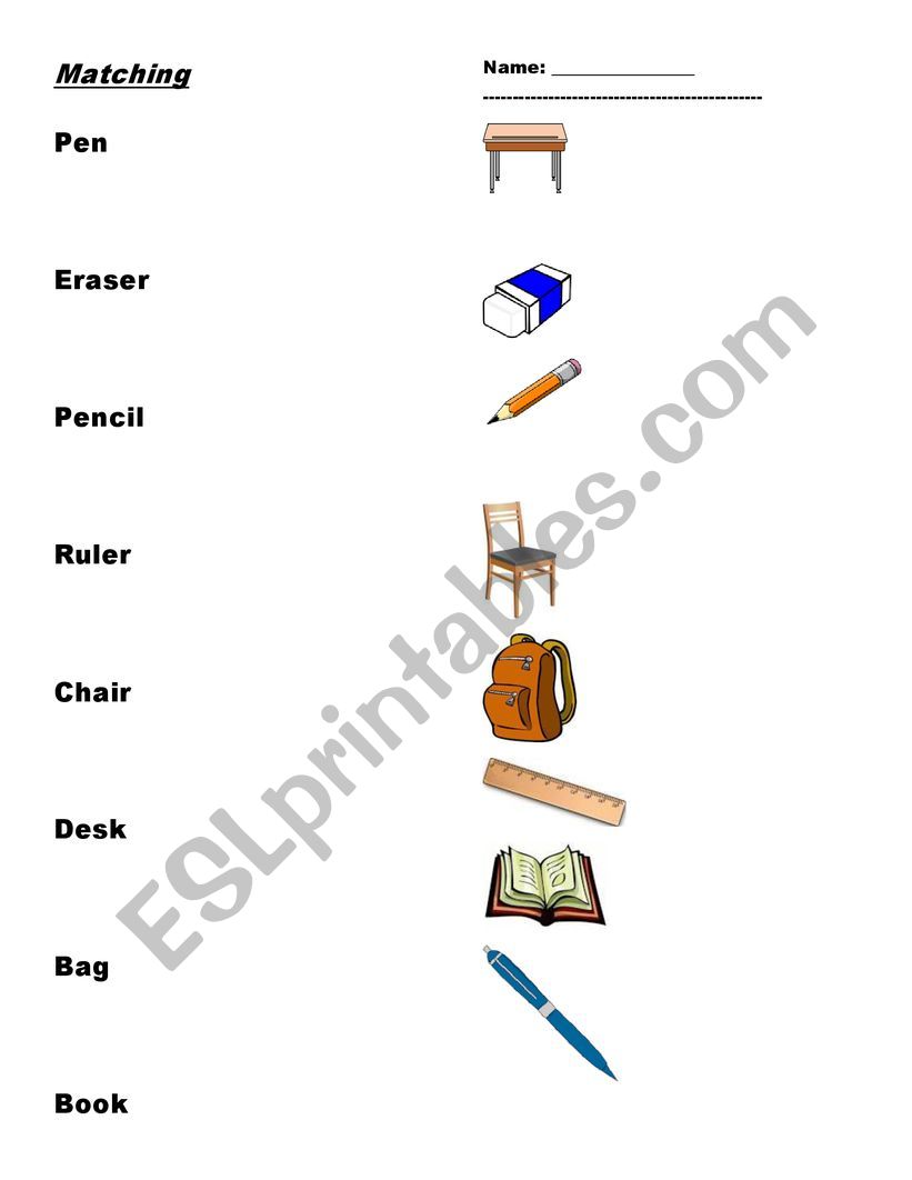 Classroom Objects worksheet