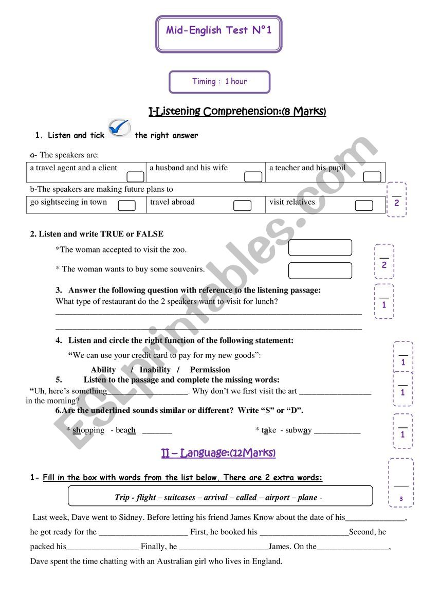 mid term test 1 worksheet