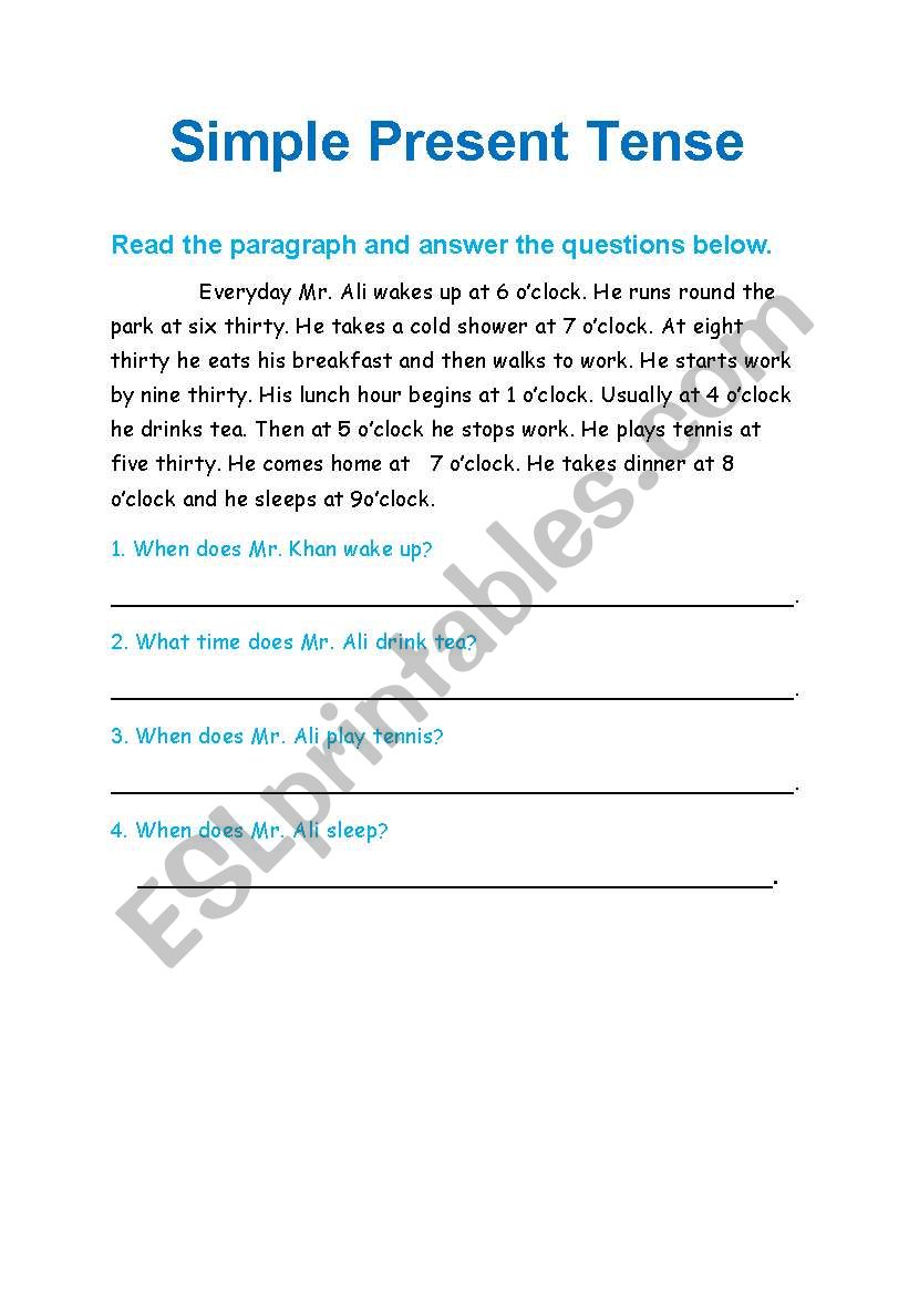 simple present tense worksheet